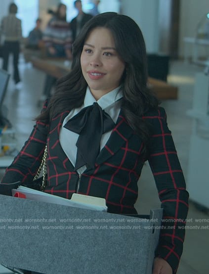 Mariana’s black check print blazer on Good Trouble