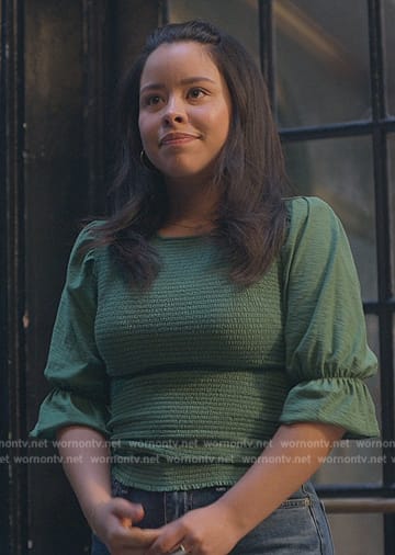 Mariana's green smocked top on Good Trouble