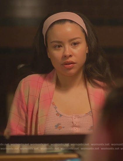 Mariana’s pink plaid robe on Good Trouble