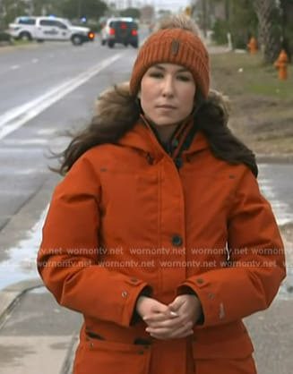 Marissa Parra's orange shearling parka on NBC News Daily