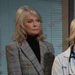 Marlena’s grey plaid double breasted blazer on Days of our Lives