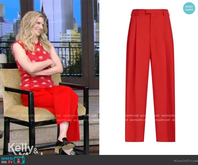 Marni Tropical tailored wool trousers worn by Brit Marling on Live with Kelly and Mark