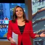 Mary’s red ruched sleeve blazer on Good Morning America