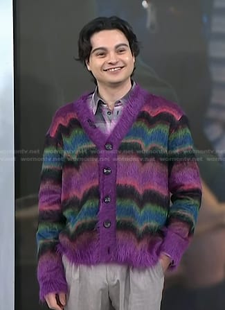 Max Burkholder’s purple striped mohair cardigan on Today