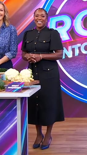 Maya Feller's black utility dress on Good Morning America