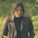 Maya’s burgundy leather jacket on Echo