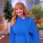 Melissa Rauch’s blue tie neck dress on The View