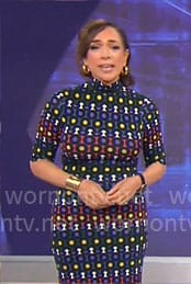 Michelle Miller’s geometric print dress on CBS Mornings