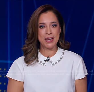 Mireya Villarreal’s white embellished collar top on Good Morning America