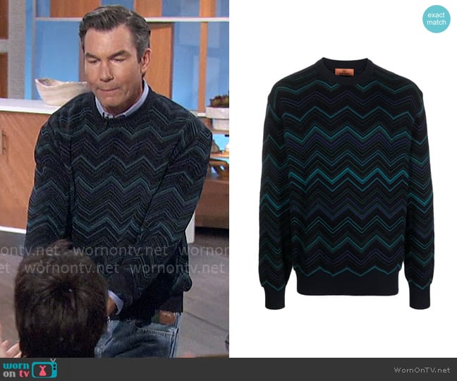 Missoni Zig-zag pattern cotton-blend jumper worn by Jerry O'Connell on The Talk