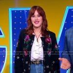 Molly Ringwald’s black floral embellished jacket on Good Morning America