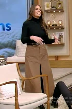 Monica Mangin’s brown corduroy skirt on Live with Kelly and Mark