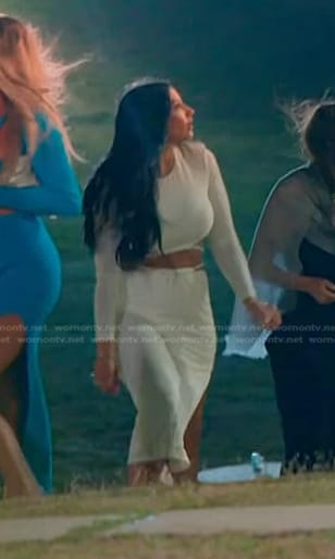 Monica's white cutout dress on The Real Housewives of Salt Lake City