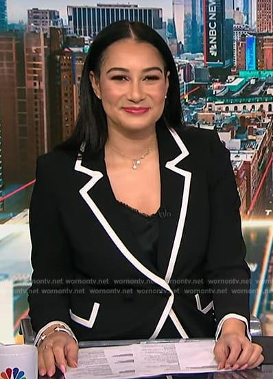 Morgan’s black contrast trim blazer on NBC News Daily