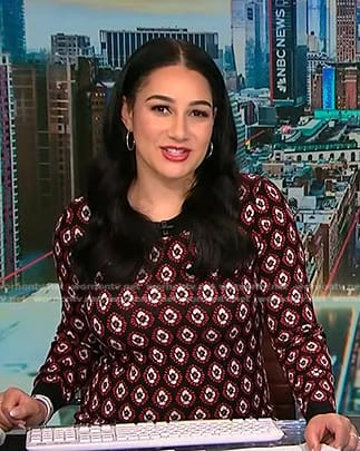 Morgan’s black printed knit dress on NBC News Daily