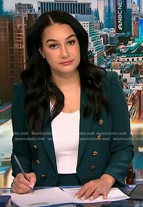 Morgan’s green blazer and pants on NBC News Daily