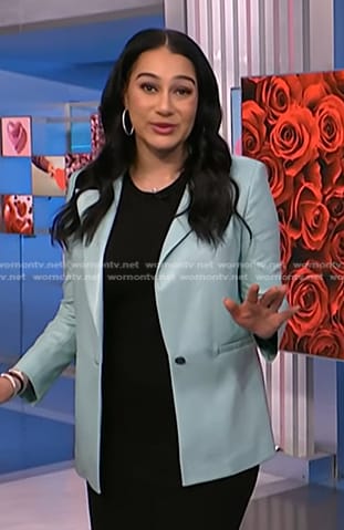 Morgan’s light blue leather blazer on NBC News Daily