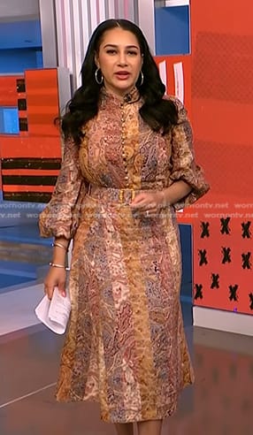 Morgan's paisley blouse and skirt on NBC News Daily
