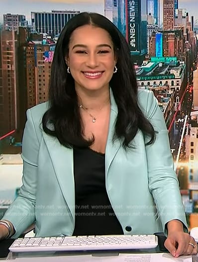 Morgan’s light blue leather blazer on NBC News Daily