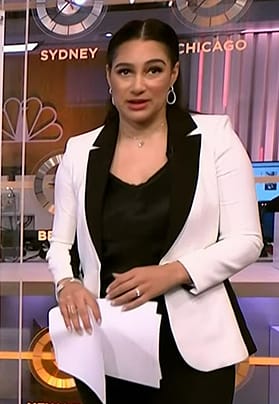 Morgan’s white contrast blazer by NBC News Daily