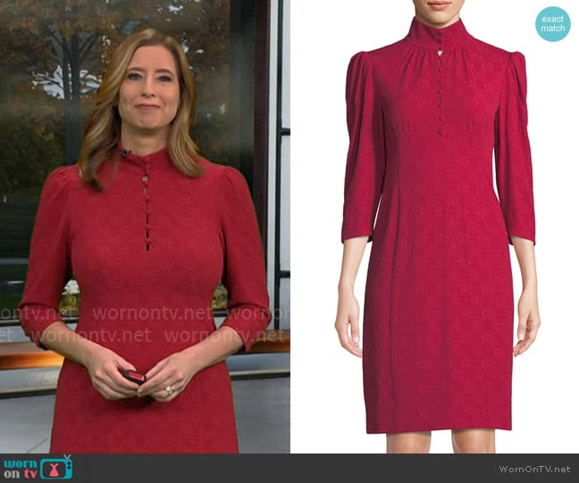 Nanette Lepore Mistress Mock-Neck Dress w/ Button Front worn by Stephanie Abrams on CBS Mornings