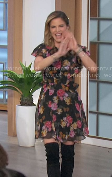 Natalie’s black floral dress on The Talk