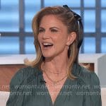 Natalie’s green pleated v-neck dress on The Talk