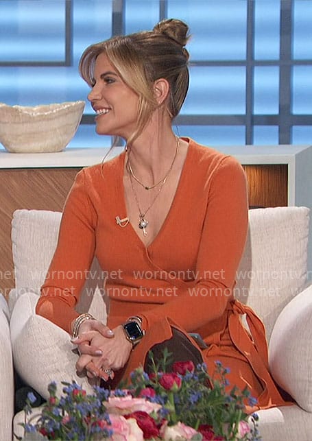 Natalie's orange wrap sweater dress on The Talk