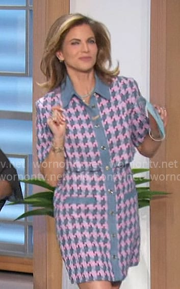 Natalie's pink and blue houndstooth dress on The Talk