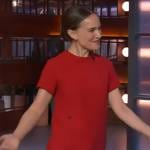 Natalie Portman’s red shift dress on The Kelly Clarkson Show