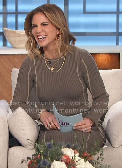 Natalie’s khaki sewater dress on The Talk