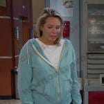 Nicole’s light blue zip front hoodie on Days of our Lives