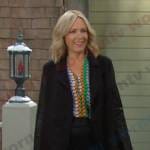 Nicole’s heart print blouse and black jacket on Days of our Lives