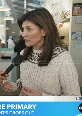 Nikki Haley’s cable knit sweater on Good Morning America