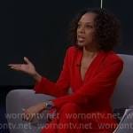 Nischelle Turner’s red v-neck jumpsuit on CBS Mornings