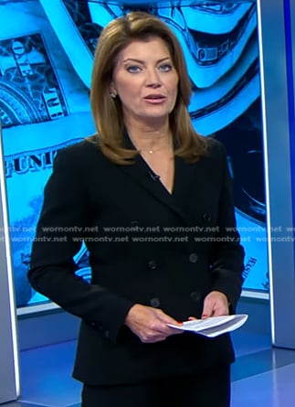 Norah's black double breasted blazer on CBS Evening News