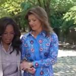 Norah’s blue floral shirtdress on CBS Evening News