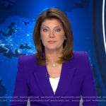 Norah’s purple double breasted blazer on CBS Evening News