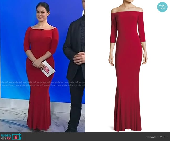 Norma Kamali Off-the-Shoulder 3/4 Sleeve Fishtail Gown worn by Donna Farizan on Today