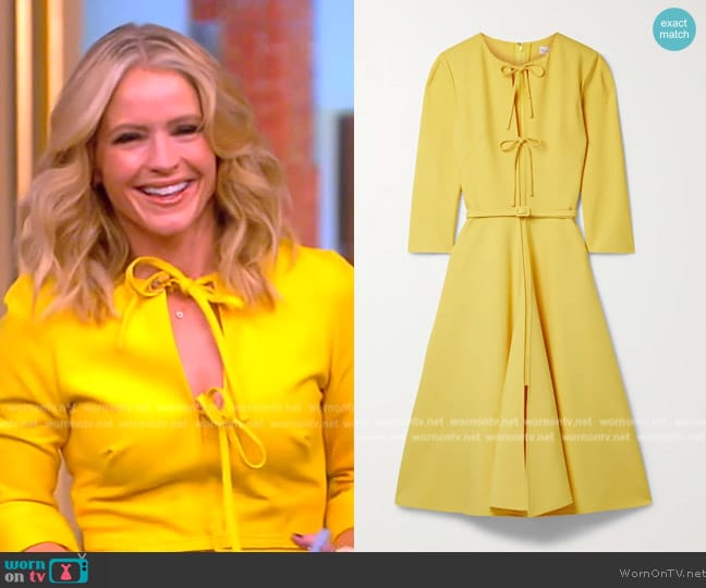 Oscar de la Renta Tie-front belted wool-blend midi dress worn by Sara Haines on The View