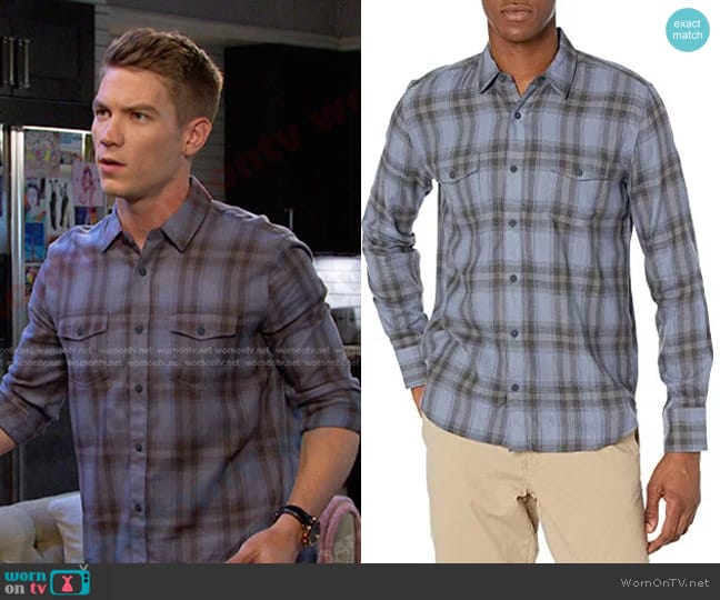 Paige Everett Button Down Shirt in Windmill worn by Tripp Johnson (Lucas Adams) on Days of our Lives