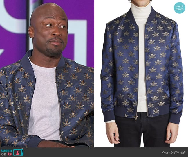 Paisley & Gray Hyde Bomber Jacket worn by Akbar Gbajabiamila on The Talk