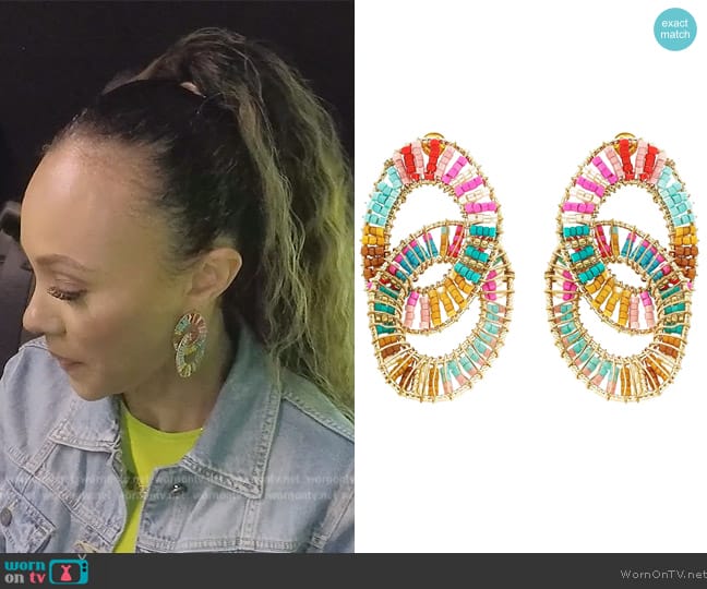 Panacea Beaded Link Drop Earrings worn by Ashley Darby on The Real Housewives of Potomac