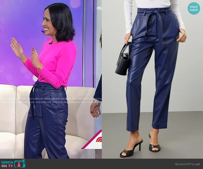 Peter Som Collective Belted Faux Leather Pants worn by Grace Bastidas on Today