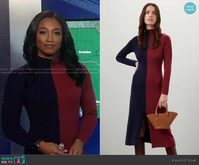 Peter Som Collective Colorblock Midi Dress worn by Brittany Bell on Good Morning America