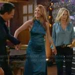 Phyllis’ teal satin dress on The Young and the Restless