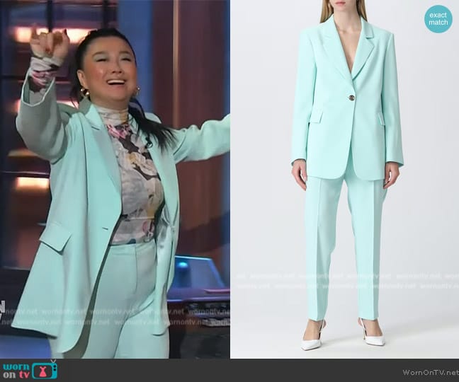 Pinko Light Blue Blazer worn by Sherry Cola on The Kelly Clarkson Show