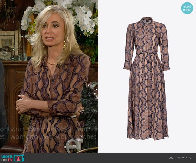 Pinko Belted Maxi Shirt Dress worn by Ashley Abbott (Eileen Davidson) on The Young and the Restless