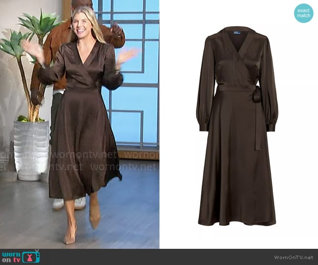 Polo Ralph Lauren Satin Midi Wrap Dress worn by Amanda Kloots on The Talk