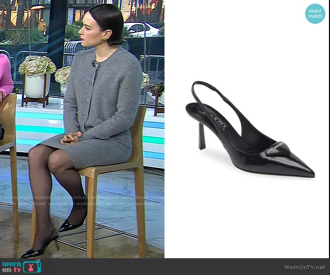 Prada Modellerie Pointed Toe Slingback Pump worn by Daisy Ridley on Today